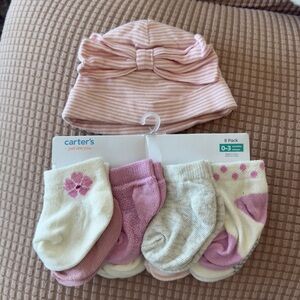 Gerber Pink and Cream Striped Baby Hat